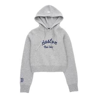 Mlb official women's short college style hooded knitted pullover sweater 25 fall new kpv04/ptb09