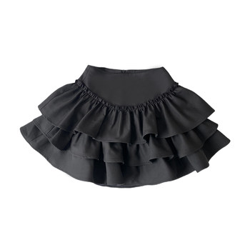 Lazy didi Love in Emergency Lace Cake Skirt A-Line High Waist Puffy Pleated Slim Lotus Leaf Skirt