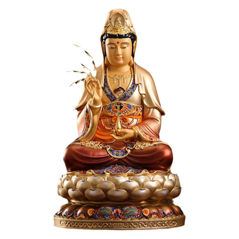 观音菩萨坐像 蓮坐台 紫銅 臺灣純銅觀音菩薩家用坐蓮觀音佛像南海觀世音菩薩像客廳佛堂擺件