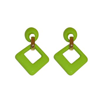 Rose red dragon fruit color geometric diamond earrings exaggerated for women