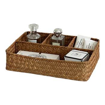 Japanese straw-woven storage box jewelry tea bag coffee liquid snack storage basket desktop coffee table miscellaneous storage