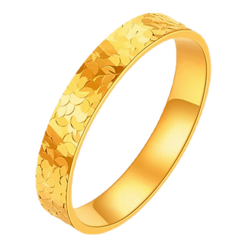 Laomiao gold pure gold broken ice ring 5D exquisite fashion sparkling bright every year safe broken gold temperament