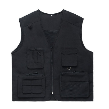 Spring and Autumn Photography Vest Multi-Pocket Workwear Customized Printed and Embroidered Reporter Director ເຄື່ອງ​ນຸ່ງ​ຫົ່ມ​ວຽກ​ງານ​ຂອງ​ຜູ້​ຊາຍ​ແລະ​ແມ່​ຍິງ​ອາ​ສາ​ສະ​ຫມັກ