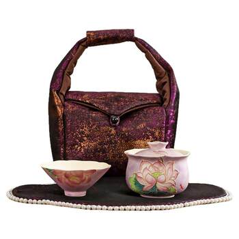 Hand-painted lotus tea set for girls as a gift for one person