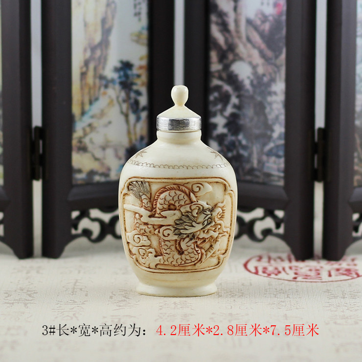 骨雕鼻烟壶带银勺龙凤花鸟雕刻鼻烟粉把玩古玩手工艺品商务国风-淘宝
