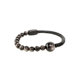曲尾花原创个性银曜石黑檀木质小珠子手链男 复古百搭单圈手串女