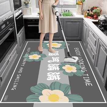 Kitchen moisture-proof floor mats, large area, stain-resistant carpets, water-absorbing and oil-absorbing mats, cuttable mats, household wash-free floor mats