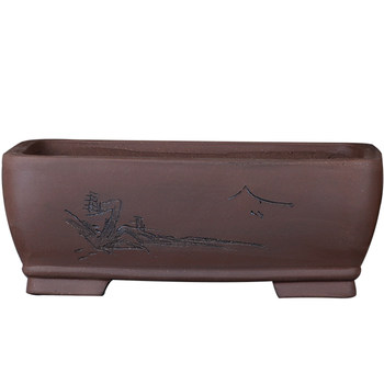 Yixing simple purple sand bonsai pot green plant small ceramic