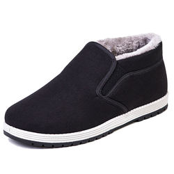 Winter old Beijing cloth shoes for men, high tops, thickened with velvet, warm, non-slip, middle-aged and elderly dads and elderly cotton shoes, waterproof