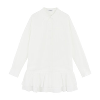 Early autumn french white dress long-sleeved shirt skirt