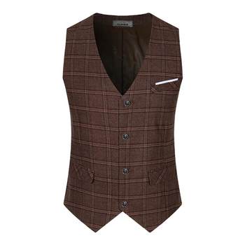 Playboy Men's New Business Casual Vest Gentleman British Suit Plaid Fashion Vest Vest Wear Formal Wear