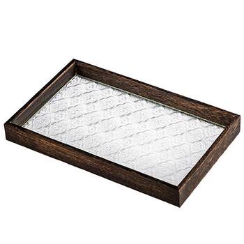 Begonia flower glass wooden tray rectangular tea tray