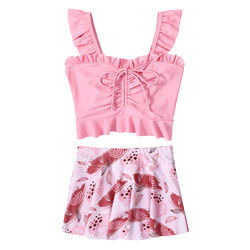 ຊຸດລອຍນ້ຳເດັກນ້ອຍ Summer 2024 New Baby Split Skirt Girls Swimwear Medium Big Children Small Fresh Swimwear