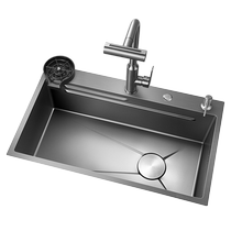 Oaks washbasin kitchen sink sus304 stainless steel rice grain embossed large single tank household dishwashing sink 1710