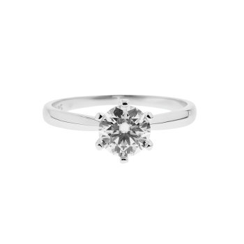 Simple six prong moissanite 925 silver wedding ring