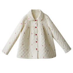 Reminiscent of the old doll collar cotton suit cardigan for women 2023 winter plaid quilted cotton embroidered cotton coat