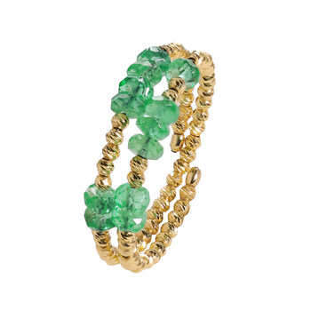 Ruohua jewelry qingyun zambian natural emerald gemstone ring women's 18k gold elastic tail ring colorful jewelry ring