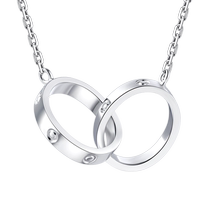 CRD PT950 interlocking diamond platinum necklace simple ring platinum pendant integrated gift