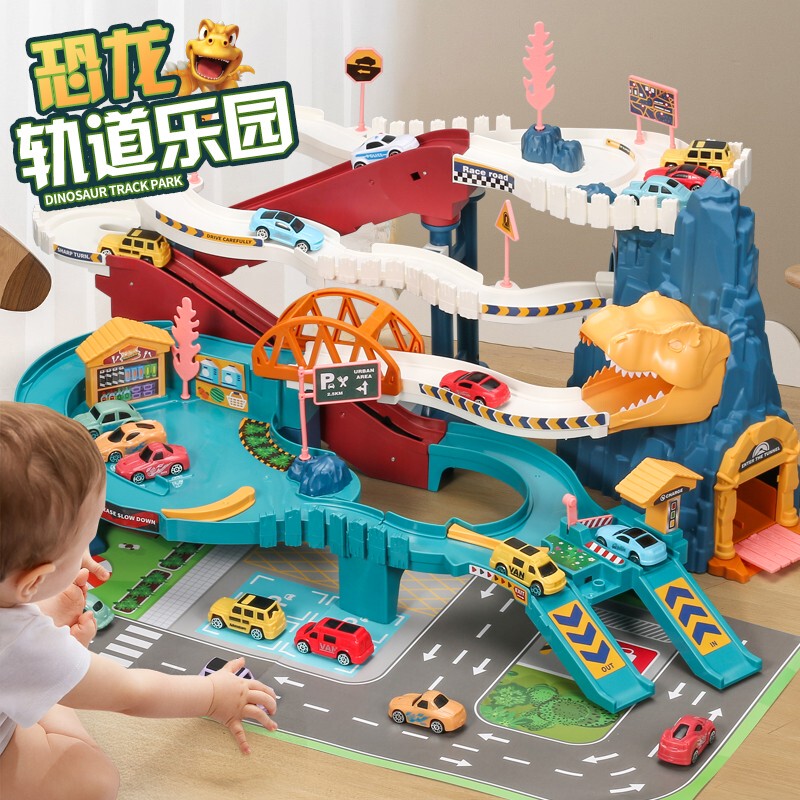 Electric Toy for 0-3 Years Old: Dinosaur Climbing Track Car, Race Track, Car Parking Lot Toy for Children and Boys