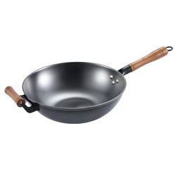 Guangxi Luchuan Cast Iron Pot, Household Wok, Non-Coated, Induction Cooker-Specific Cooking Pot, Thickened Flat-Bottomed Pot, Raw Iron Pot