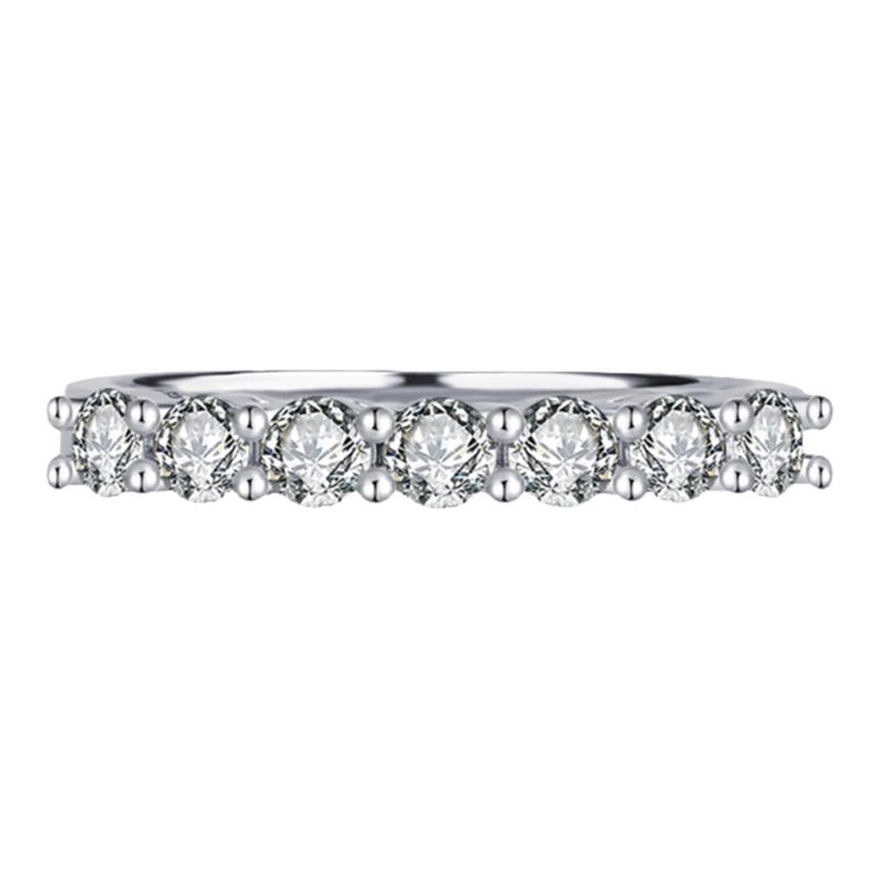 TIFF genuine Seven Princess Row Ring S925 sterling silver electroplated platinum moissanite diamond ring stacked tail ring for women holiday gift