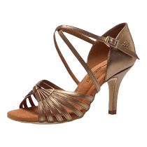 Wu Beileis new high-definition black genuine leather professional Latin dance shoes for women medium high heels soft soles for grade examination national standard dance