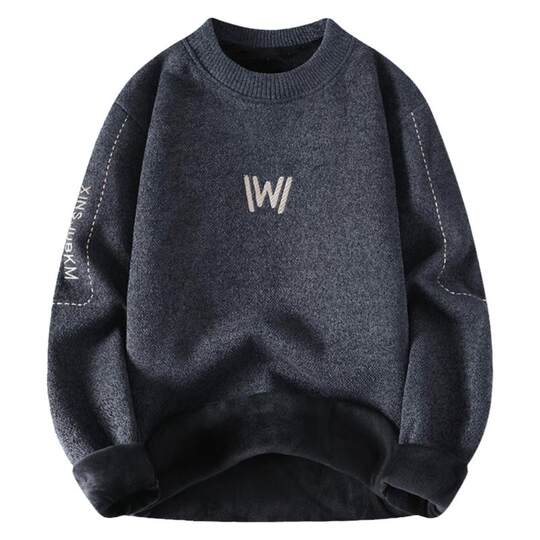 Fake two piece sweater for men autumn and winter fleece knitted sweater