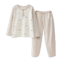 Q21 Childrens Sweat-wicking Cotton Home Clothing Set for Boys and Girls Baby Moisture-Absorbing Breathable Pajamas Pants Autumn 2023 New