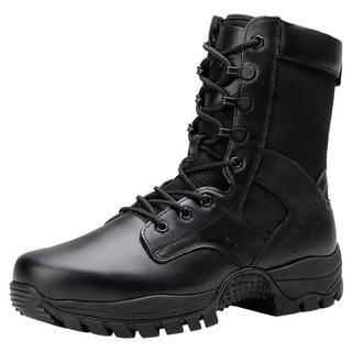 际华3515强人新式男靴真皮户外黑色高帮防刺穿保安侧拉链工装短靴