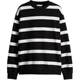 HM women's sweatshirt autumn trend lightweight and comfortable round neck off-shoulder striped long-sleeved American top 1128985