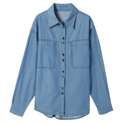 Dialogue DUIBAI retro washed denim shirt women's slim top 2024 spring new blue shirt jacket