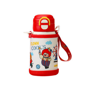 Kuangdi 316L Thermos Cup Clown Series Student Water Bottle for School Large Capacity Portable Double Drinking Straw Cup