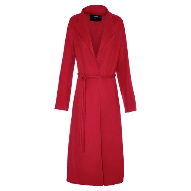 HAVVA高级感中长款双面呢100%绵羊毛大衣女毛呢外套2025冬N37903