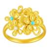 New jewelry pure gold filigree flower ring enamel moissanite inlaid gold women's ring