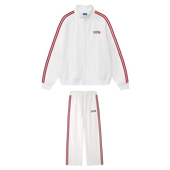 ER Stripe Contrast Color Cardigan Sweater Suit Trendy Brand American Sportswear Campus Style Couple Wear Same Style for Celebrities