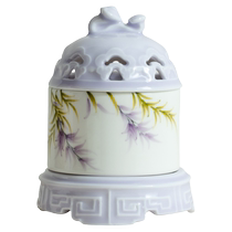 Tutu pure hand-painted wisteria flower ceramic antique incense burner home indoor incense incense burner Zen incense sandalwood agarwood burner