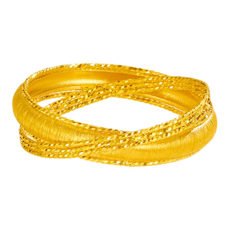 The golden years of the old temple interlocking rings pure pure gold 999 wedding ring holiday gift for girlfriend
