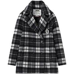 TeenieWeenie Bear Ole Plaid Woolen Coat Women's Winter Women's College Style Jacket Korean Style