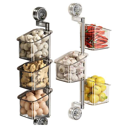 Suction cup storage rack wall-mounted ginger and garlic storage without drilling holes