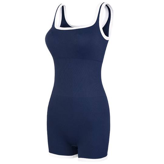 健身女孩紧身连体衣瑜伽服带胸垫专业普拉提显瘦无袖跑步运动套装