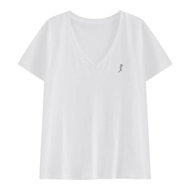 Pure cotton slimming TAZure V-neck short sleeves