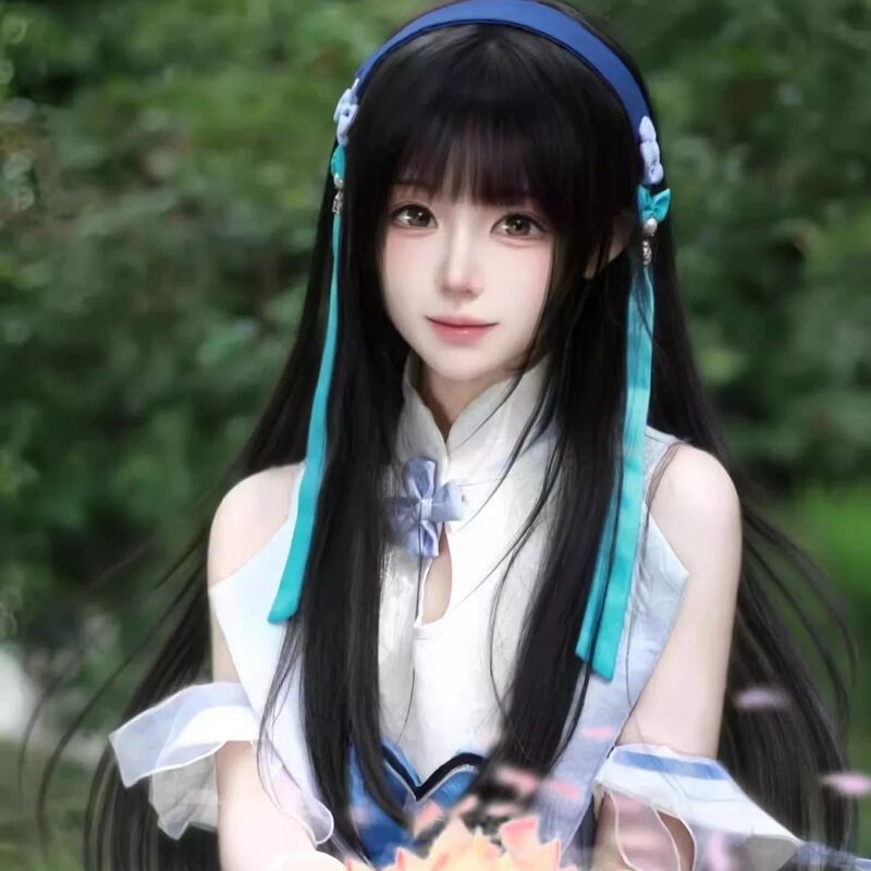 Original Skin Texture Xishi Cosplay Wig, Black with Black Bangs, 120cm Long Hair, Rose Inner Net, in Stock for Quick Delivery Original Skin Texture Xishi Cosplay Wig, Black with Black Bangs, 120cm Long Hair, Rose Inner Net, in Stock for Quick Delivery