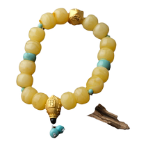 Potala Palace Collection Gold Pure Gold Eight-Ring Beads Baiyis Beeswax Bracelet and Turquoise Agate Bracelet for Women