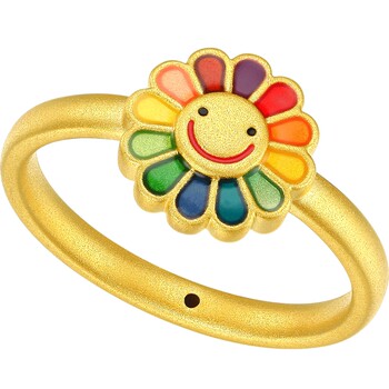 Chaohongji fun sunflower gold ring pure gold ring 5d hard gold joint ring for girlfriend as a gift