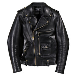 Classic reappearance! Hyogo original uncoated cowhide J24 lapel bias-pull motorcycle jacket short genuine leather jacket