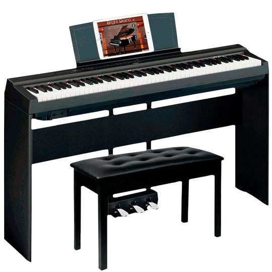 雅马哈电钢琴P225B专业88键重锤初学家用白色便携式电子钢琴P223B