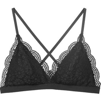 Maniform French long triangle cup bra without steel ring thin women's lace back bra beautiful 20810734