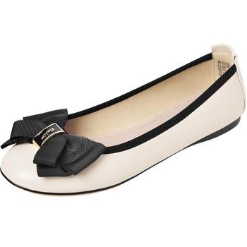 reemoor Ruimu flat shoes ຕອນແລງ scoop shoes soft sole egg roll single shoes small fragrant style soft leather sheepskin boat shoes