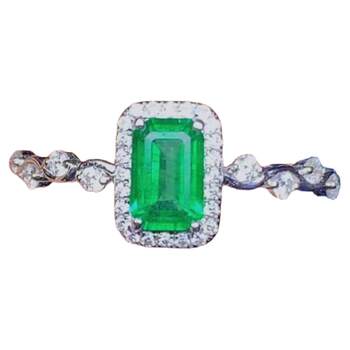 18k gold natural wood color emerald ring 4×6 square natural colored gemstone jewelry