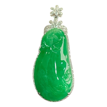 (Self-operated) Qianyu Pickup Burmese natural A-grade jade ice-smooth spicy green full green K gold domineering big fortune melon pendant